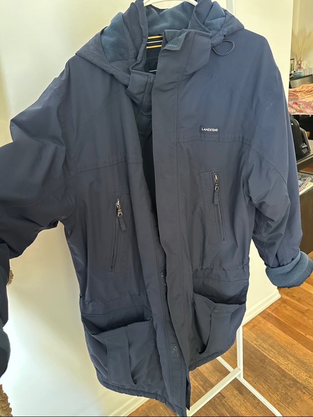 Lands' End Men's Dark Navy Hooded Performance Parka